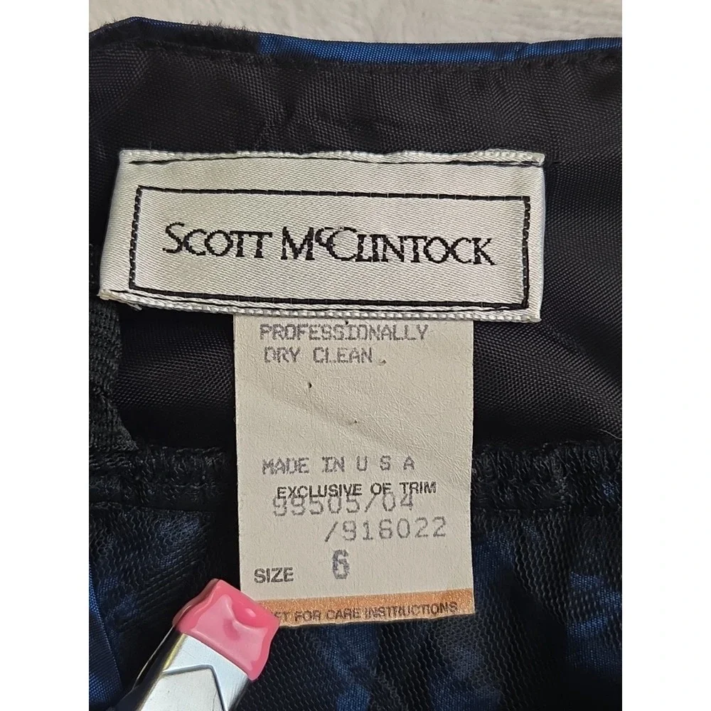 Vtg 80s Scott McClintock Blue‎ Satin Black Velvet Skirt Size 6 Prom Whimsygoth